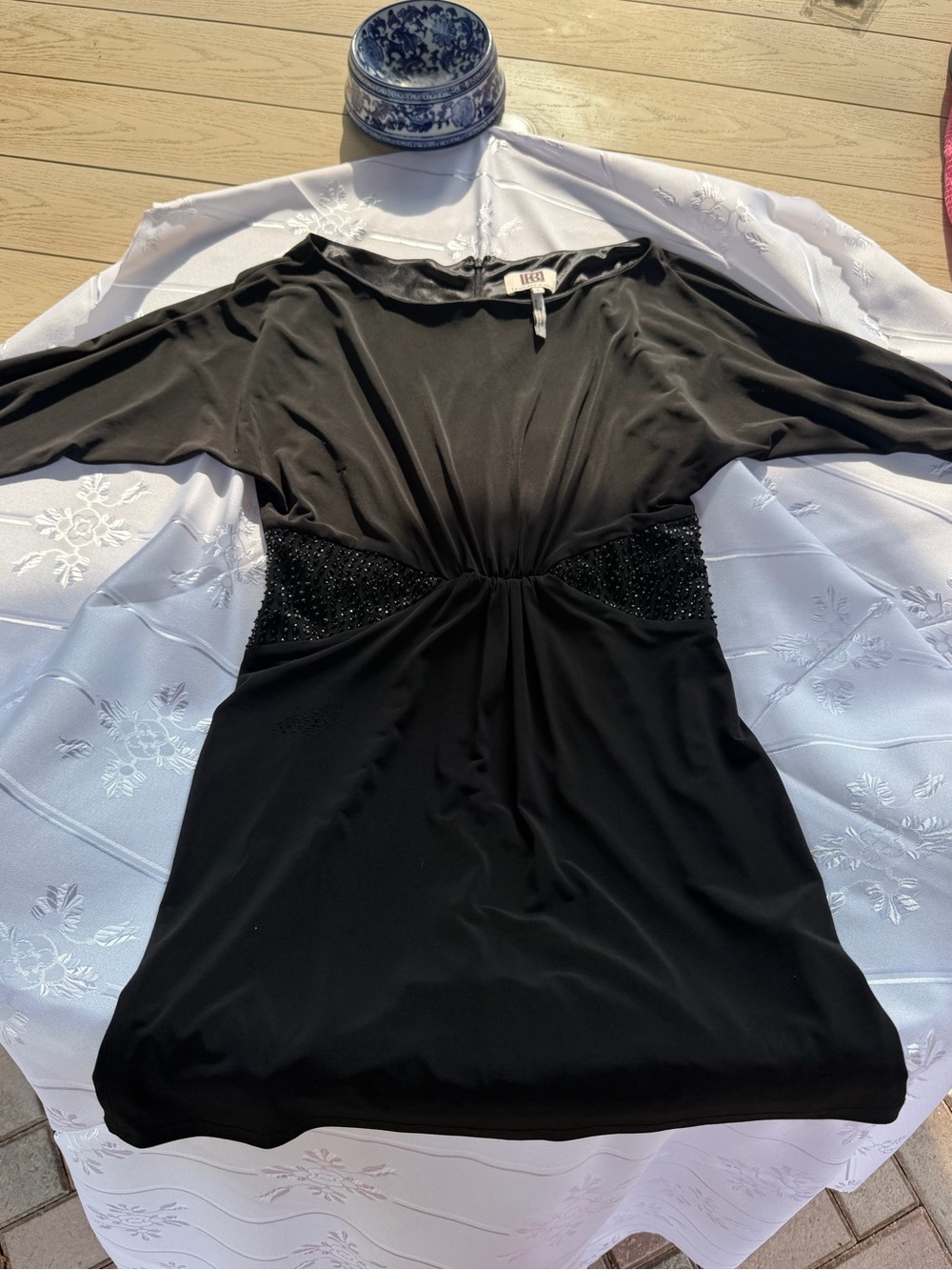 Laundry by Design Black Beaded Waist Dress Size 8 AS IS